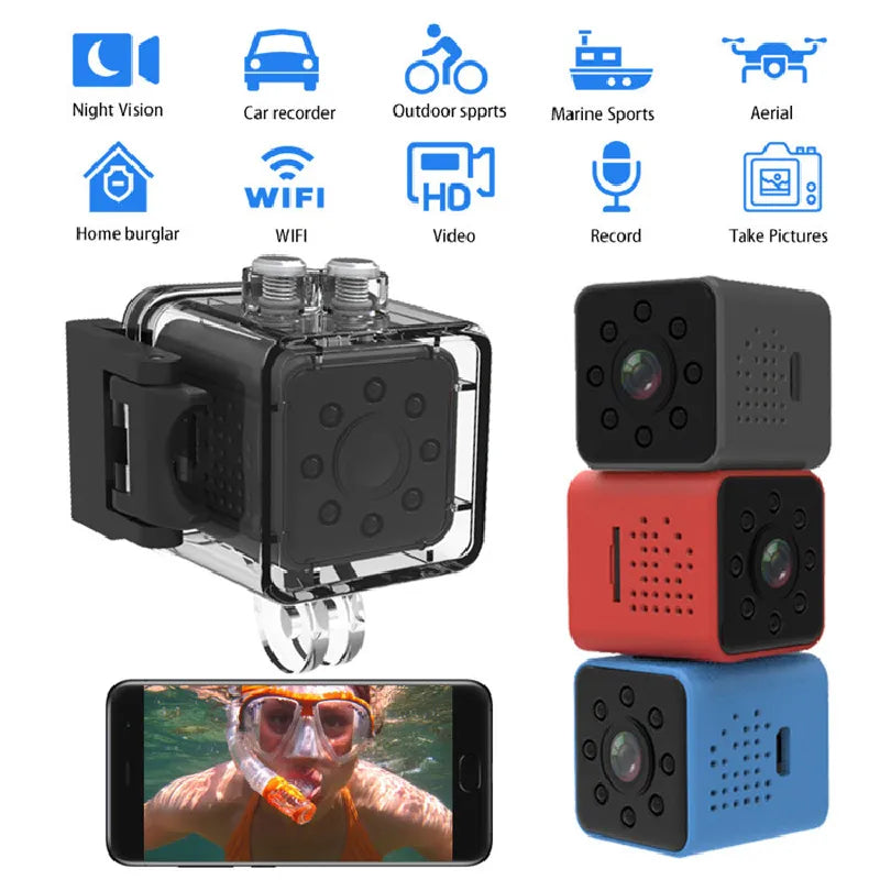 AquaVision Pro: WiFi Mini Action Camera - Waterproof, Night Vision, DVR
