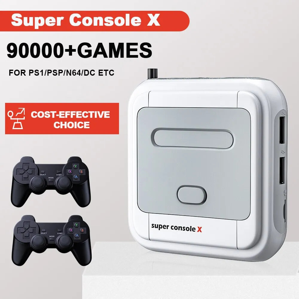 Game Box Super Console X: Elevate Your Gaming Experience with 90,000 Games, 50 Emulators, and Dedicated Controllers for PS1/PSP/MAME/DC