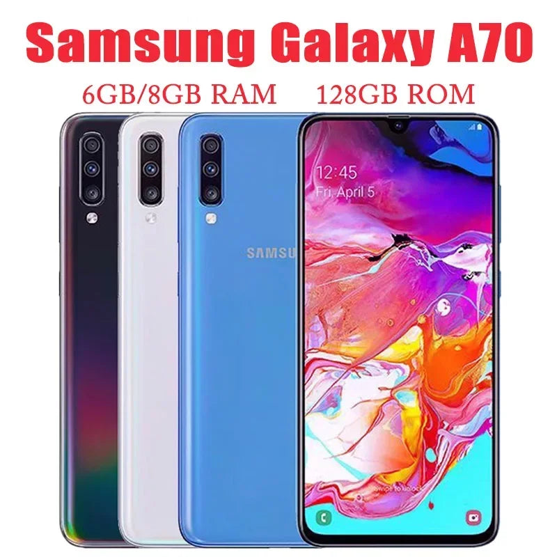Original Unlocked Samsung Galaxy A70 - Dual SIM Smartphone with Snapdragon 675, 6.7" Display, 6GB/8GB RAM, and Quad Camera System