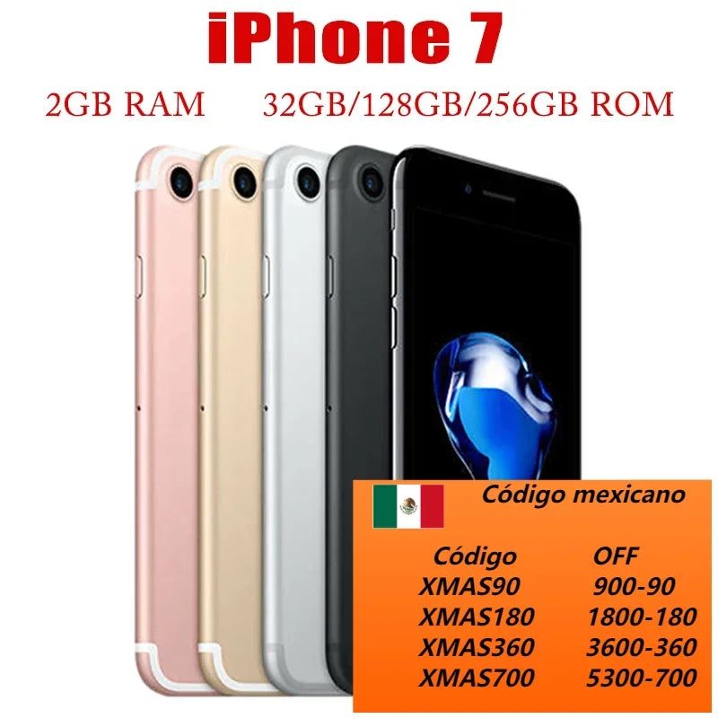 Apple iPhone 7 - Genuine Smartphone with 4.7" Retina IPS LCD, 2GB RAM, 32GB/128GB/256GB ROM, Fingerprint, NFC, Unlocked, 4G LTE