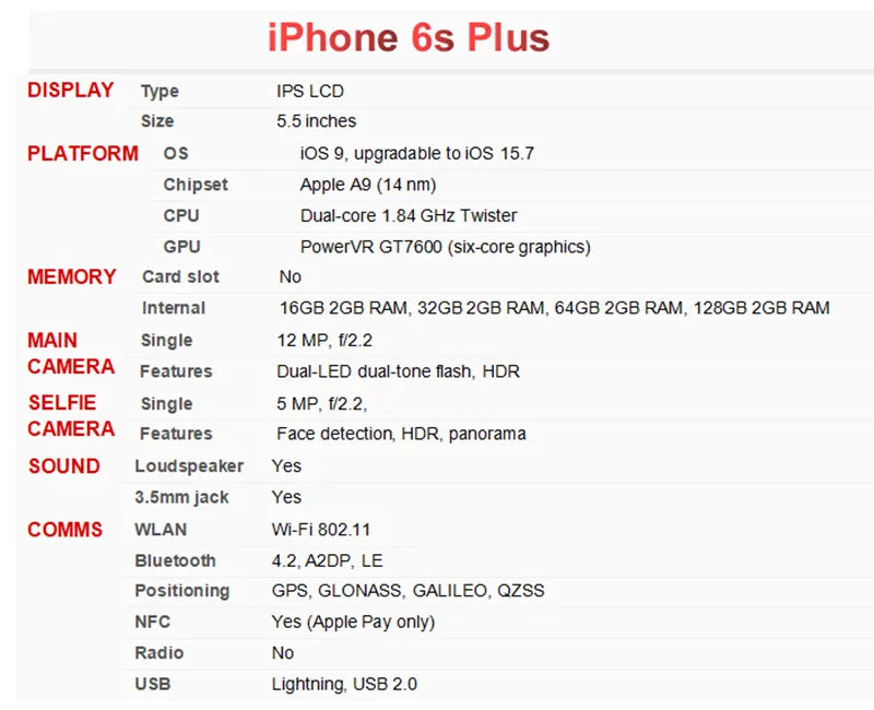 Original Unlocked Apple iPhone 6S Plus - 5.5" Smartphone with 2GB RAM, 16GB/64GB/128GB ROM, Dual Core, 12MP Camera, 4G LTE, iOS A9