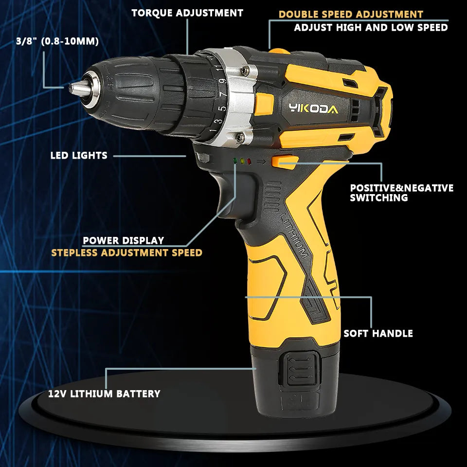 12/16.8/21V Cordless Drill: Rechargeable Electric Screwdriver
