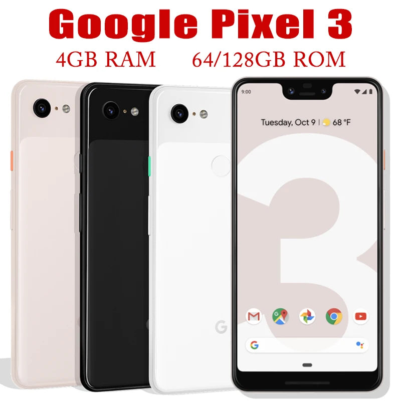 Google Pixel 3 - 5.5" Screen, Qualcomm 845, LTE, 4GB RAM, 64GB/128GB ROM, Dual Camera, Unlocked