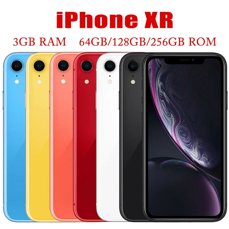 Original Unlocked Apple iPhone XR - 6.1" 4G LTE Smartphone with 3GB RAM, 64/128/256GB ROM, 12MP+7MP Cameras, Hexa Core