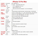 Original Apple iPhone 13 Pro Max - Genuine 5G Smartphone with A15 Chip, OLED Display, Face ID, NFC, Unlocked, 128GB/256GB/512GB/1TB ROM