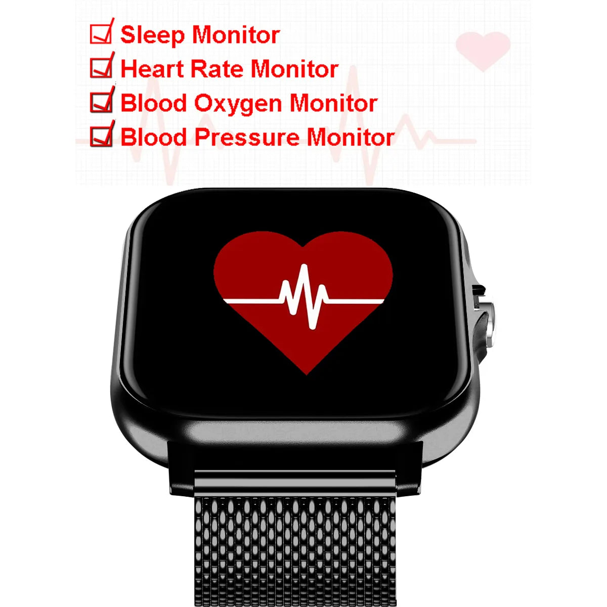 Square Smartwatch: Touch Dial, Call, Music, Fitness Tracker