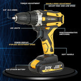 12/16.8/21V Cordless Drill: Rechargeable Electric Screwdriver