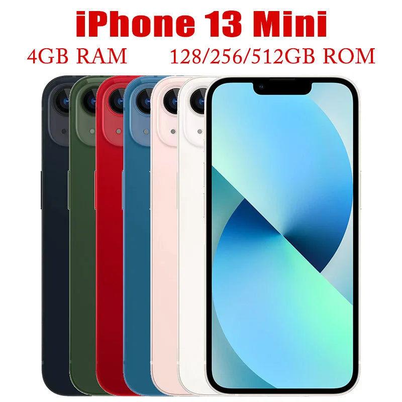 Apple iPhone 13 Mini - 5.4" 5G Unlocked Smartphone with A15 Bionic Chip, 4GB RAM, 128/256/512GB ROM, Face ID, NFC, iOS