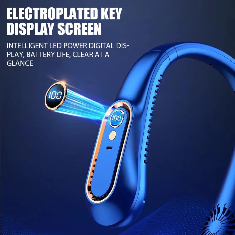 AirBreeze Pro: Digital Display Bladeless Neckband Fan - Portable Mini Air Cooler with USB Rechargeable, Hands-Free Cooling for On-the-Go Comfort