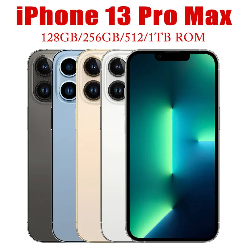 Original Apple iPhone 13 Pro Max - Genuine 5G Smartphone with A15 Chip, OLED Display, Face ID, NFC, Unlocked, 128GB/256GB/512GB/1TB ROM