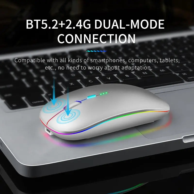 ColorSync Bluetooth Wireless Mouse: USB Rechargeable RGB Mouse