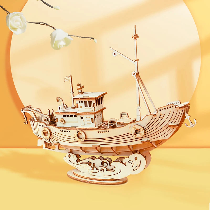 Embark on Creativity: DIY Vintage Sailing Ship 3D Wooden Puzzle Game
