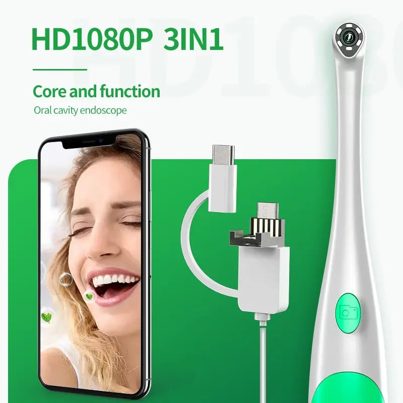 Dental Care Companion: HD 1080P Intraoral Camera - Mini 3-in-1 Waterproof Endoscope for Teeth Examination