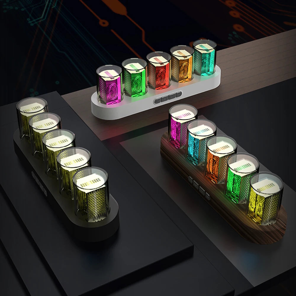 Digital Tube Clock: RGB LED Glow for Gaming Desktop Decor