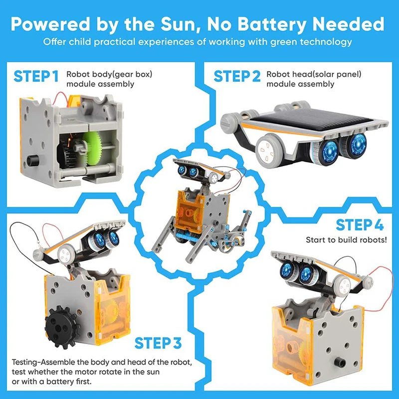 12-in-1 Science Experiment Solar Robot Toy: DIY Building Kit