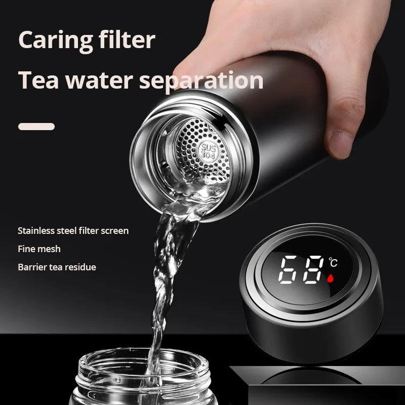 1pc 500ML Smart Insulation Stainless Steel Thermos Cup Water Bottle