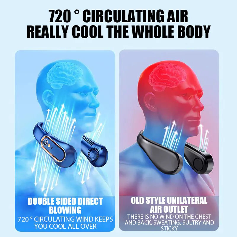 AirBreeze Pro: Digital Display Bladeless Neckband Fan - Portable Mini Air Cooler with USB Rechargeable, Hands-Free Cooling for On-the-Go Comfort
