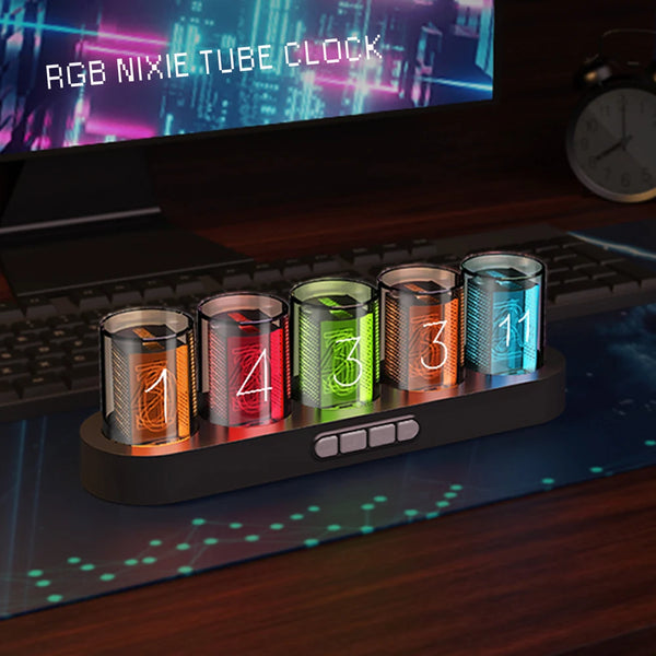 Digital Tube Clock: RGB LED Glow for Gaming Desktop Decor – JumbleUS