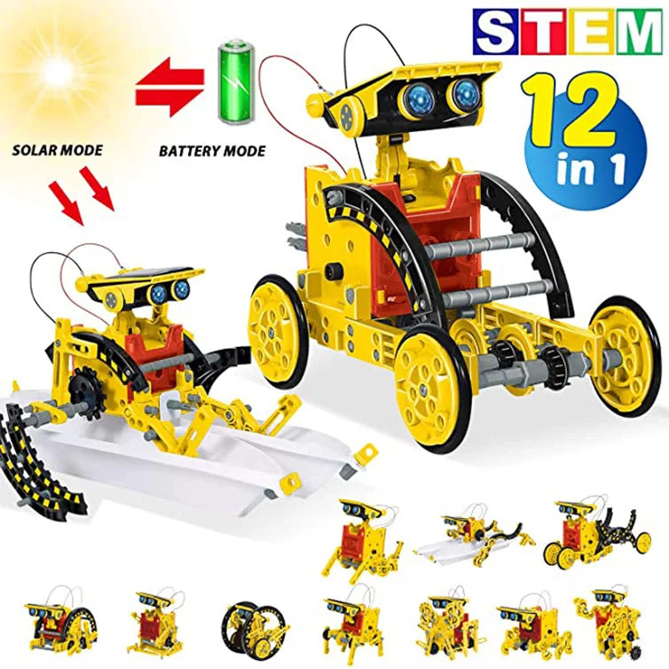12-in-1 Science Experiment Solar Robot Toy: DIY Building Kit