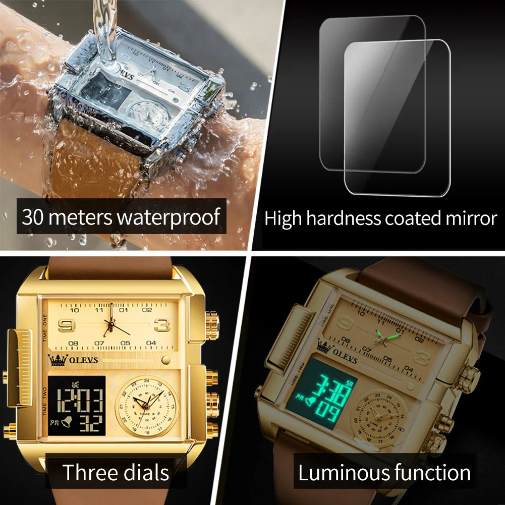 SignatureTech Men's Smart Electronic Watch: Original Design with Leather Strap